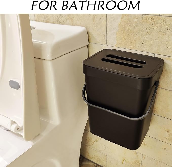 stonespace Kitchen Compost Bin for Countertop, Hanging Small Trash Can - Image 4