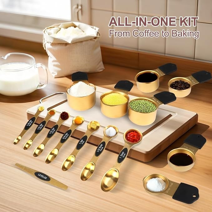 16-Piece Stainless Steel Measuring Cups and Spoons Set, Strong Magnetic Nesting - Image 6