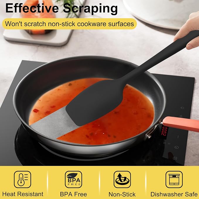 4 Pcs Silicone Spoon Spatula Set, 11.4 In, Food Grade Rubber Spatulas - Image 5