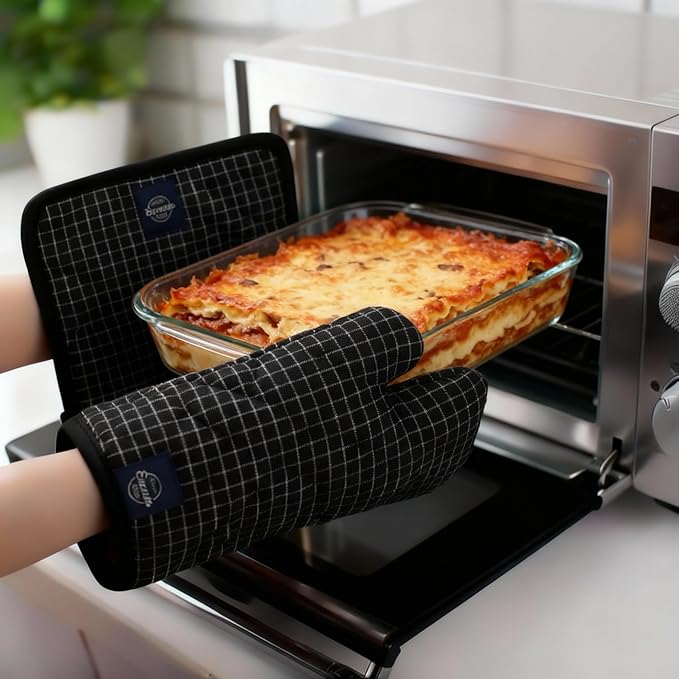 Encasa XO Heat Resistant 100% Cotton Oven Glove & Potholder Set - Image 7