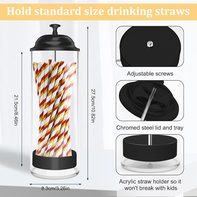 Straw Holder for Standard Size Drinking Straws, Acrylic Plastic Straw Dispenser - Image 3