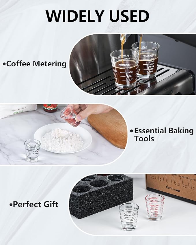 SAIAOKJ Shot Glasses Measuring Cup Set 6 Pack Espresso Shot Glasses Liquid - Image 3