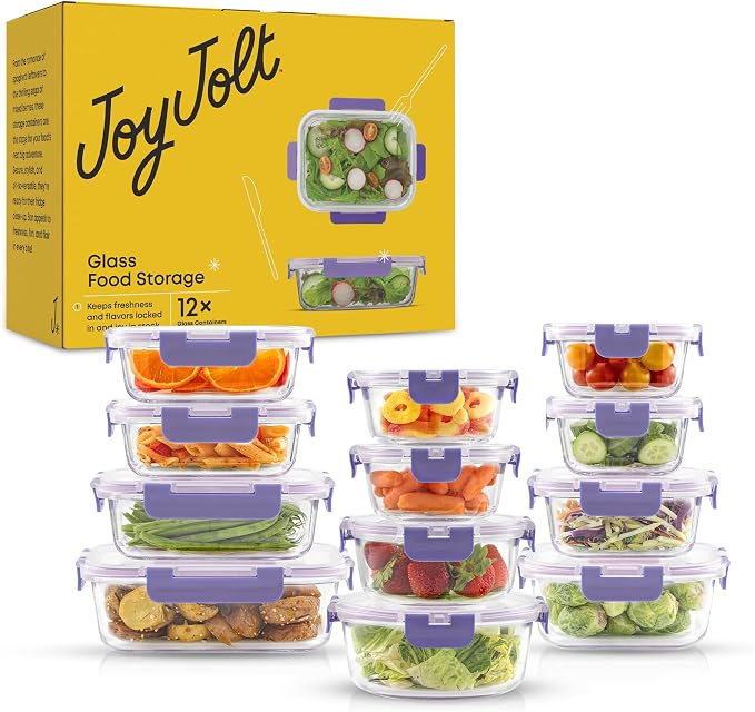 JoyJolt 24pc Borosilicate Glass Storage Containers - Image 9