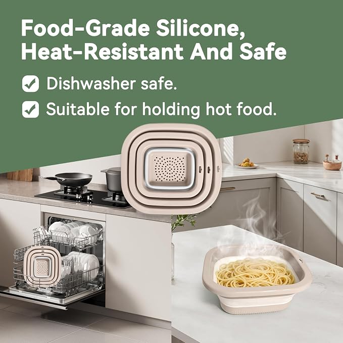 3 Sets 2 in 1 Collapsible Colander and Sink Basin - Image 7
