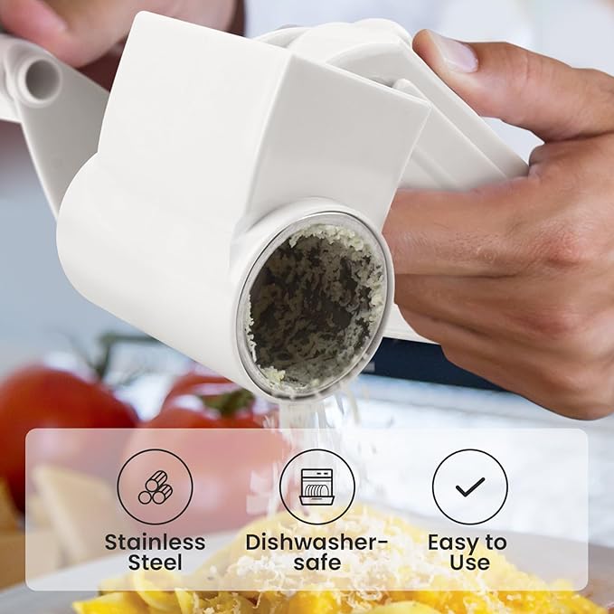 Cheese Grater with Handle, Rotary Cheese Grater, Hard Cheese & Nut Grater - Image 4