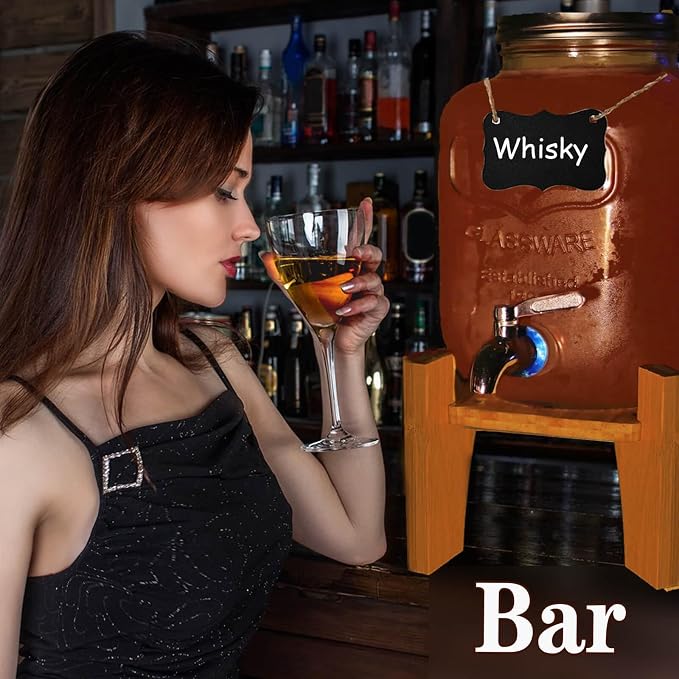 2 Gallon Drink Dispenser with 18/8 Stainless Steel Spigot, Sun Tea Glass Mason - Image 5