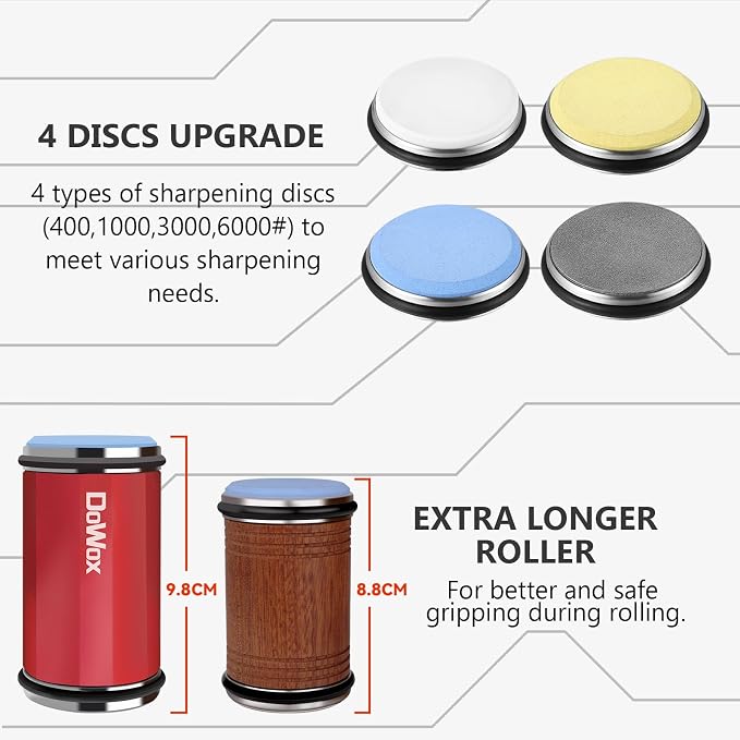 Knife Sharpener, Longer Rolling Knife Sharpener Kit, Diamond & Ceramic Knife - Image 2