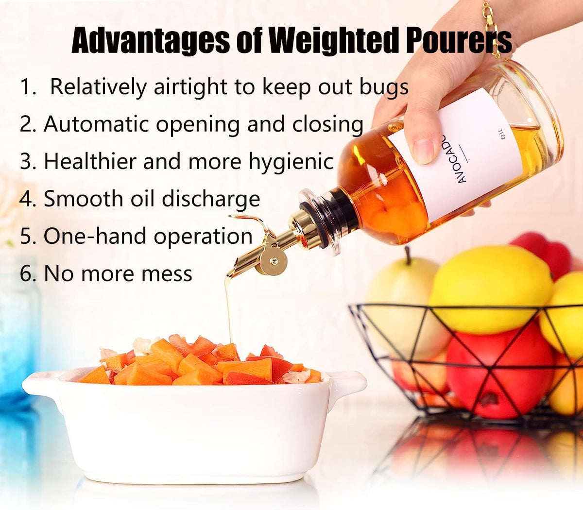 Pafuen 6 Pack Liquor Pour Spout, Oil Pourer, Olive Oil Pour Spout for