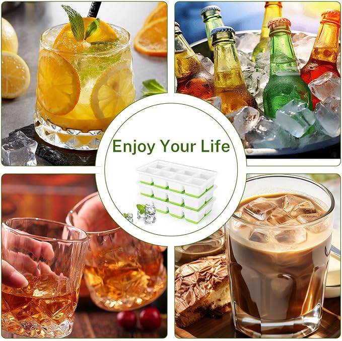 Ice Cube Tray with Lid, Alinana 3-Pack Upgraded Large Silicone Ice Cube Tray - Image 7