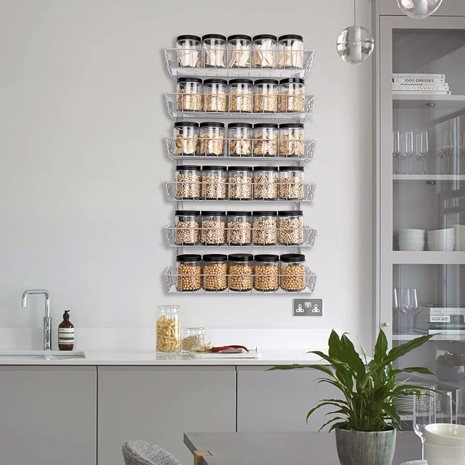 SWOMMOLY Adjustable Wall Mount Spice Rack, 6-Tier Dual-use Organizer - Image 2