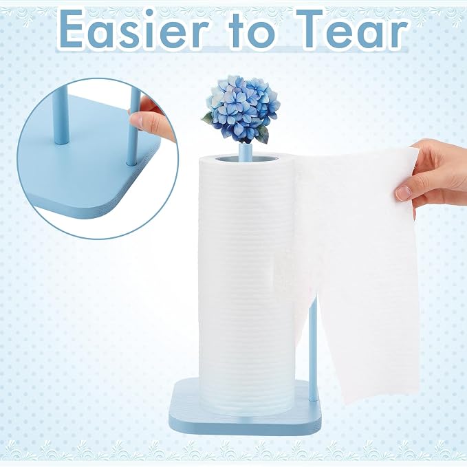 Leinuosen Blue Hydrangea Coquettish Cute Hydrangea Wooden Paper Towel Holder - Image 4