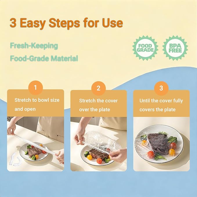 100Pcs Extra Large Plastic Bowl Covers Fits 6-13 Inch Bowls, Elastic Reusable - Image 2