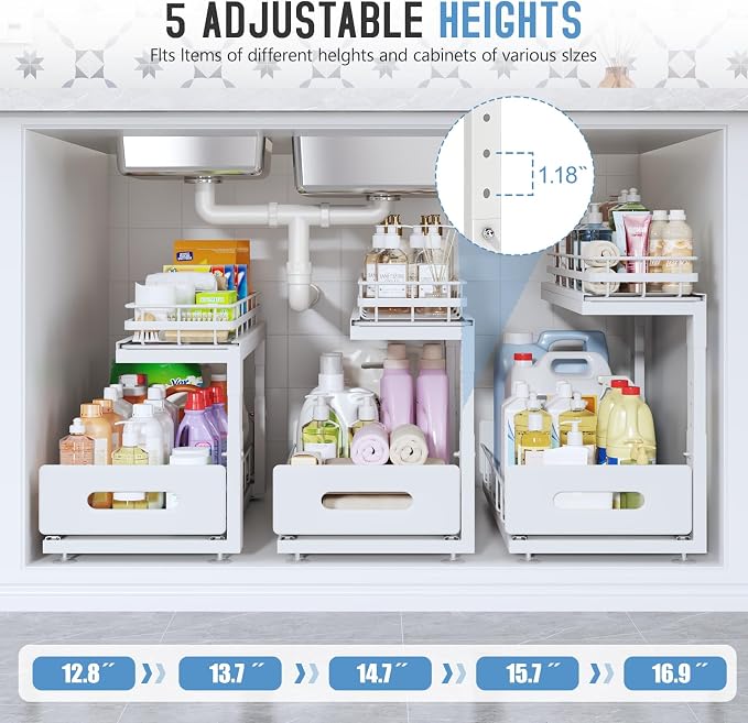 Under Sink Organizer Upgrade To Professional Rails, 2-Tier Dual Pull Out - Image 6