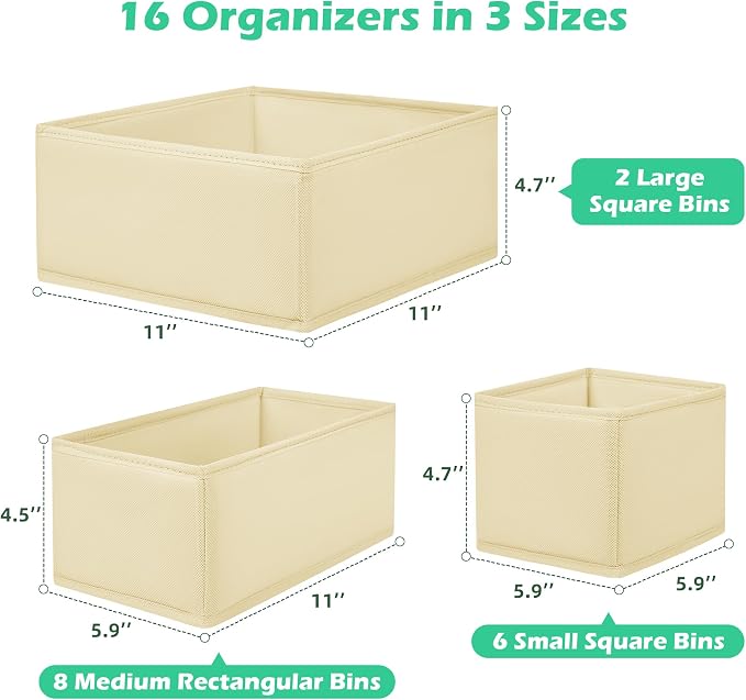 Drawer Clothing Organizer 16-Pack, Fabric Folding Wardrobe Organizer - Image 2