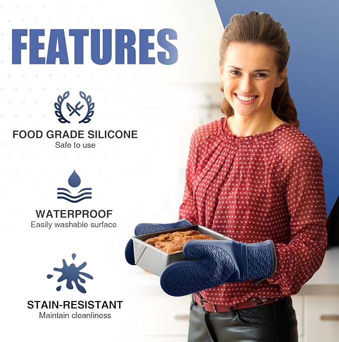Silicone Oven Mitts, Heat Resistant 2PCS Oven Mitts - Image 4