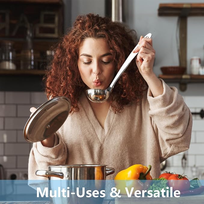 Professional Stainless Steel Soup Ladle, 10.5" Comfort Grid, Long Ergonomic - Image 5