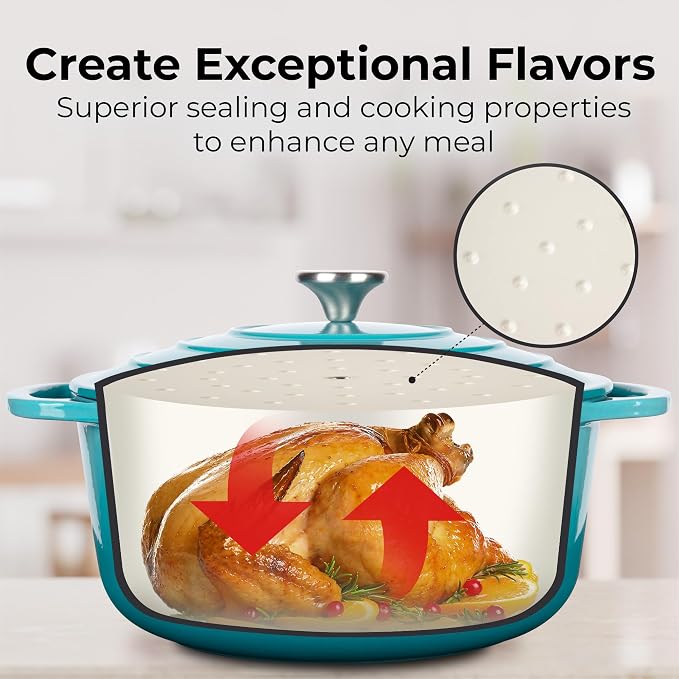 Zulay Kitchen 7.7 Quart Enameled Cast Iron Dutch Oven Pot - Image 4