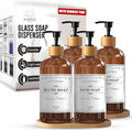 Sunrise Premium 16 OZ Thick Amber Glass Soap Dispenser, Bamboo Pump by SunrisePremium