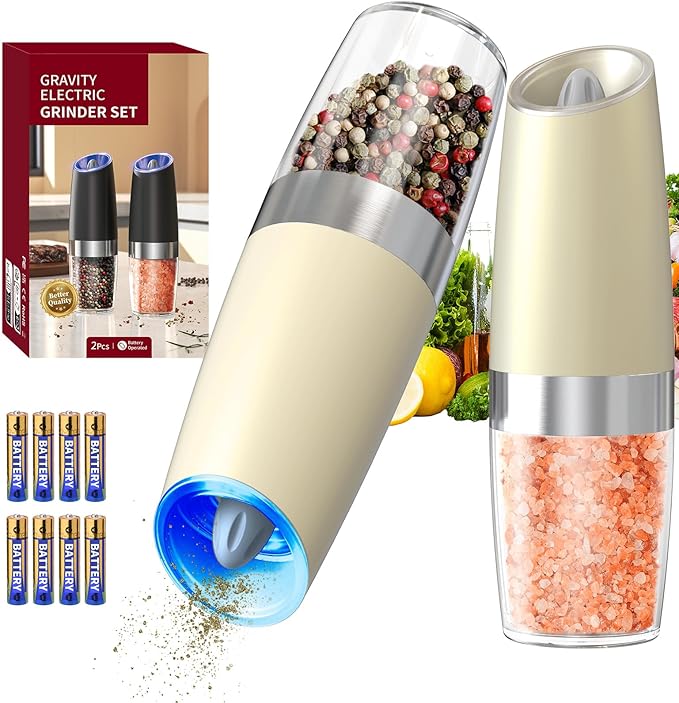 CIRCLE JOY Gravity Electric Salt and Pepper Grinder Set Automatic Salt and by CIRCLEJOY