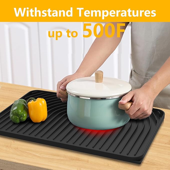 Silicone Dish Drying Mat for Kitchen Counter, Dish Drying Rack Mat - Image 6