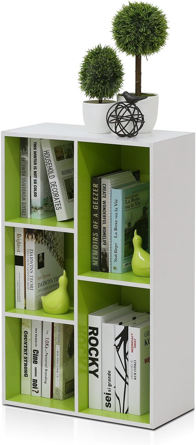 Furinno LUDER Book Shelf, 5-Cube Bookshelf, Reversible Bookcase, 9.4 x 19.5 x by Furinno-FitsYourSpaceFitsYourBudget