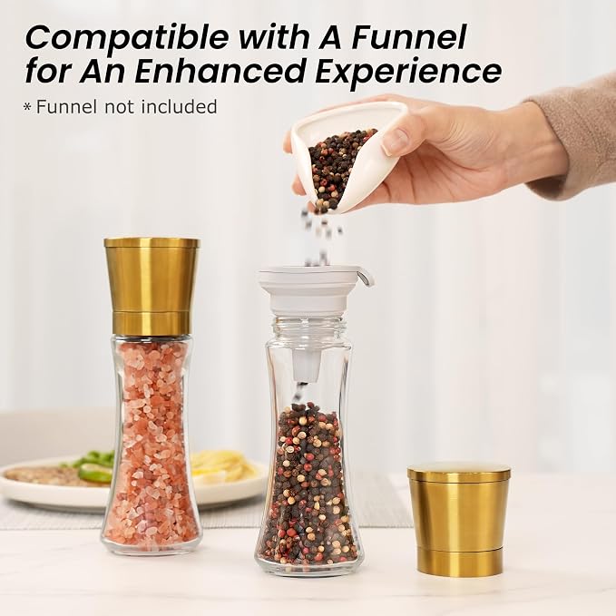 VEVOK CHEF Gold Salt and Pepper Grinder Mill Set Stainless Steel Pepper Shaker - Image 7