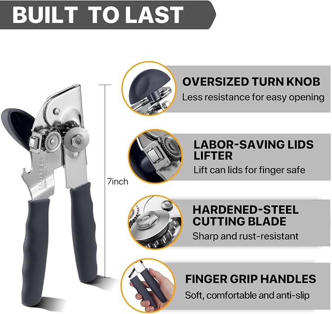 Can Opener Manual Heavy Duty, UHIYEE Hand Held Can Openers - Image 2
