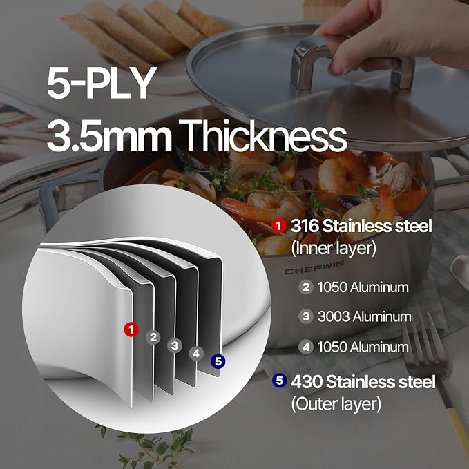 316 Stainless Steel 3.8 Quart Brazier - Image 4