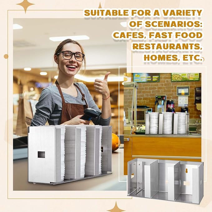 Hicarer 3 Compartments Stainless Steel Cup Dispenser - Image 5