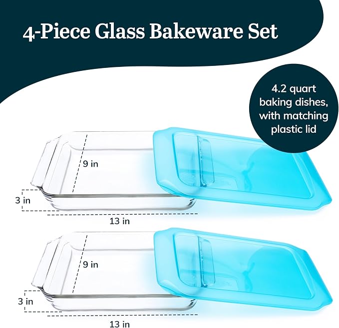 Libbey Baker’s Premium 2 Piece Glass Baking Dish Set, Stackable Casserole Dish - Image 3