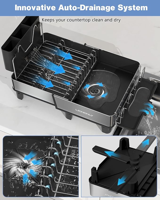 Dish Drying Rack, 304 Stainless Steel Exendable Dish Rack - Image 3
