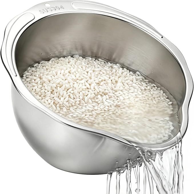 Palksky Rice Strainer & Rice Washing Bowl Stainless Steel by Palksky