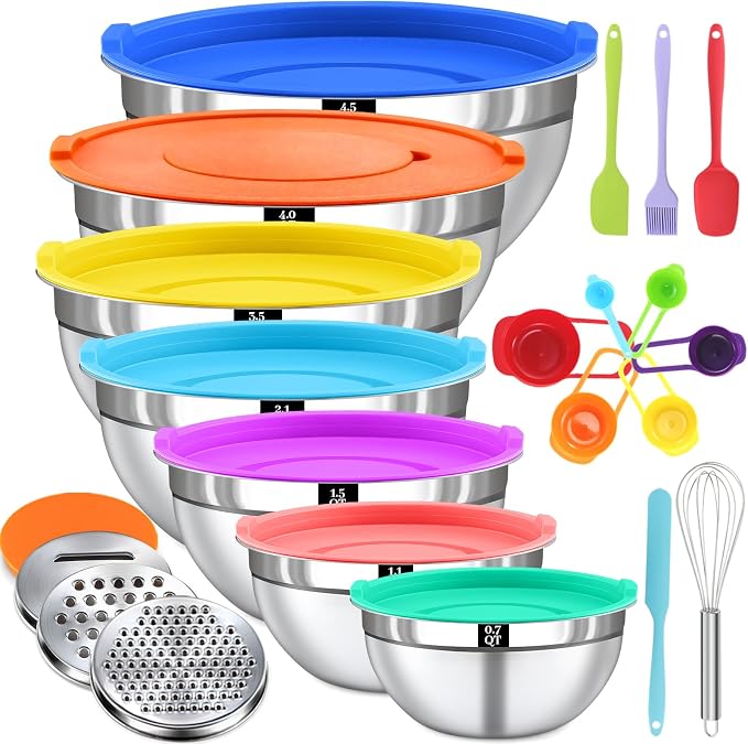 21PCS Mixing Bowls with Lids Set by Boskermeal