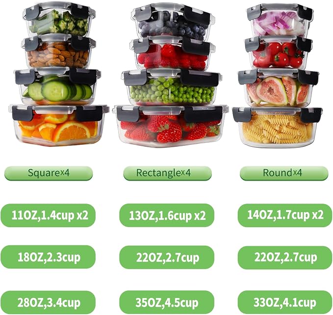 HOMBERKING 24pc Borosilicate Glass Food Storage Containers - Image 2
