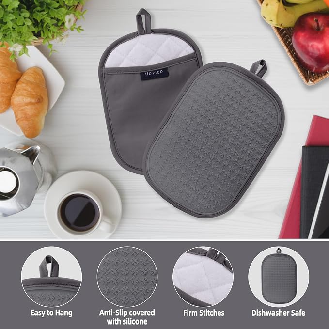 Hovico 2PCS Silicone Pot Holders, Oven Mitts Heat Resistant Hot Pads - Image 3