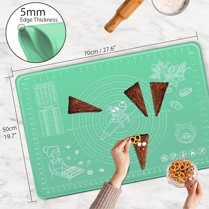 Silicone Pastry Mat 28" x 20" Extra Thick Non Stick Baking Mat - Image 3