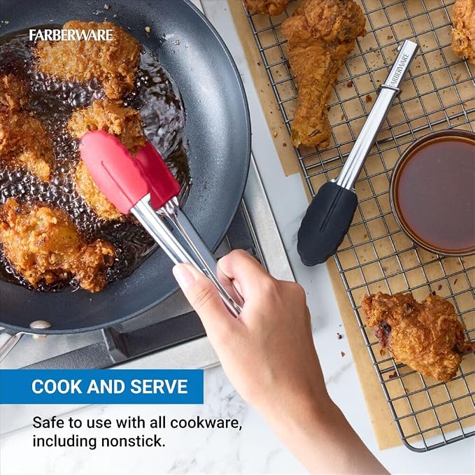 Farberware Classic S2 Mini Tongs Set of 2, 7-Inch Stainless Steel Kitchen Tongs - Image 5