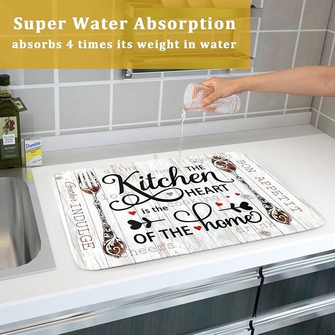Giwawa 18"x24" Dish Drying Mat The Kitchen is The Heart of The Home- Knife Fork - Image 7