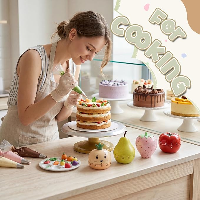 Amylove 4 Pieces Cute Kitchen Timer, Animal Mechanical Manual, Strawberry - Image 3