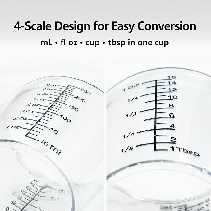 Laser-Etched Measuring Cup Set, 8 oz & 16 oz Clear Plastic Liquid Measuring Cups - Image 5