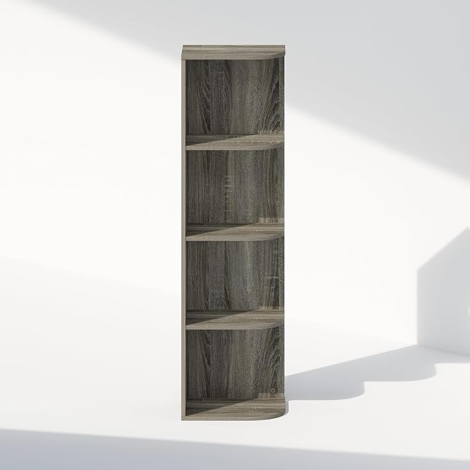 Furinno Reed Corner Shelf, 4-Tier Corner Bookshelf, Book Shelf, Corner Shelves - Image 6