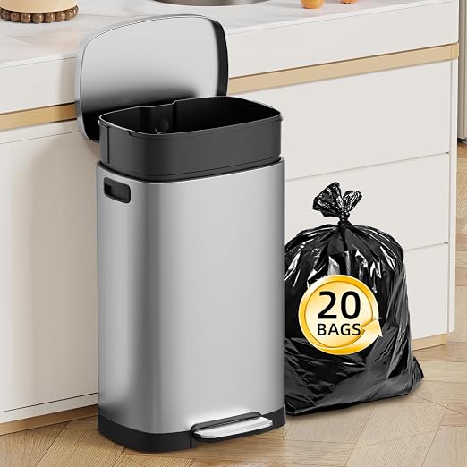KUK 13 Gallon/50L Stainless Steel Kitchen Trash Can by KUK