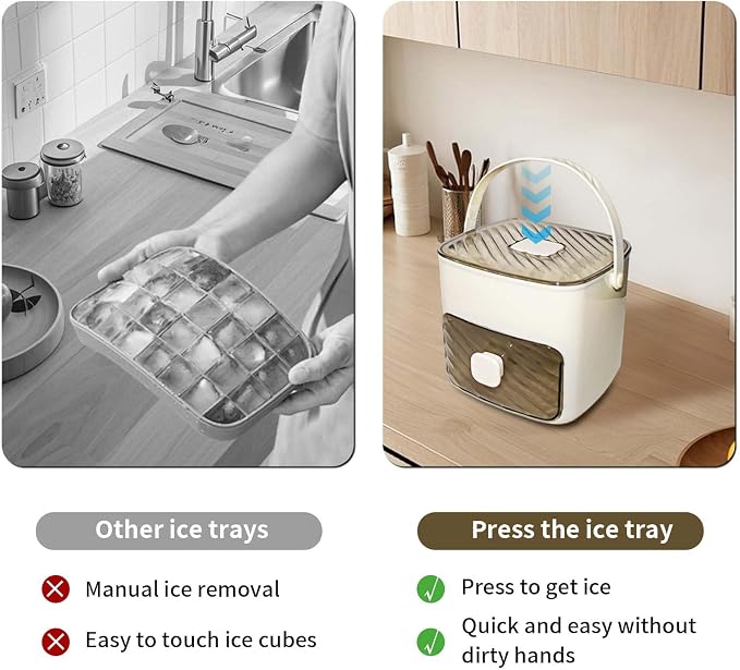 Ice Cube Tray for freezer with 2 Trays and Ice Storage Bin Tweezers, 48 Grid - Image 7