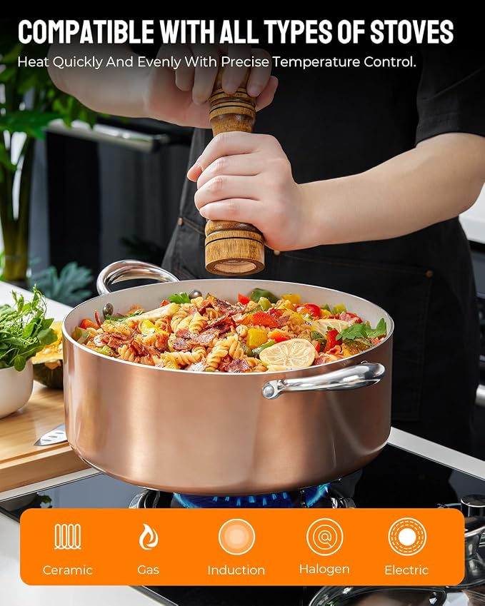 BEZIA Large 8 Quart Nonstick Cooking Pot - Image 4