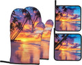 Palm Tree Seaside Pattern Oven Gloves and Hot Pads Set by Unknown