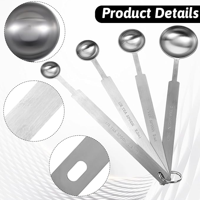 4 Pcs Long Handle Measuring Spoons Set Stainless Steel Measuring Spoon Set - Image 3