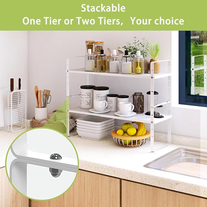 Across-Star Expandable Cabinet Shelf Organizer Rack, Stackable Kitchen Counter - Image 6