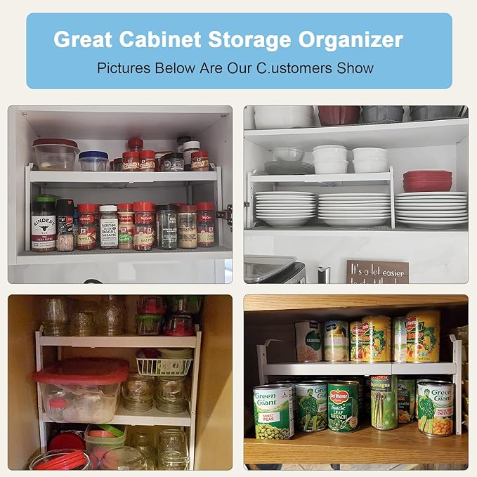 4 Pack Kitchen Cabinet Shelves Organizers, Kitchen Counter Storage Shelf Spice - Image 7