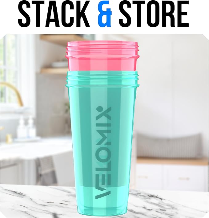 VELOMIX -2 Pack- 28 oz Protein Shaker Bottles - Image 6