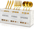 Farmhouse Wooden Utensil Caddy Party Cutlery Silverware Holder Small Wood by Ayiaren